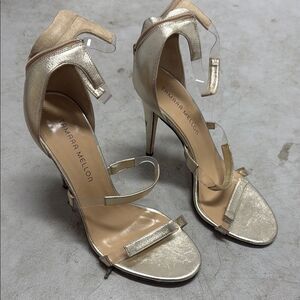 Tamara Mellon Frontline Leather and Clear PVC Strap Sandals Size 39 - Heels